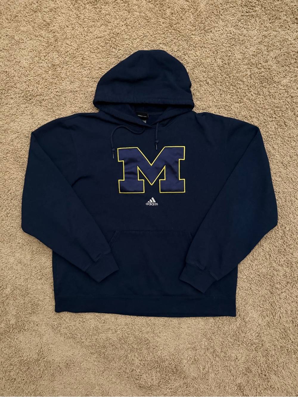 Vintage Y2K Adidas Michigan Wolverines Adidas Navy Blue Center Logo Large